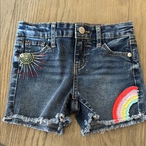Cat & Jack Denim Shorts with Rainbow and Sun Embroidery